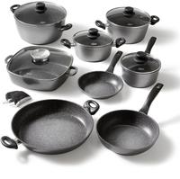 STONELINE Topf-Set Set, Bratentopf 24/28, Kochtopf 20, Kasserolle 18, Pfanne