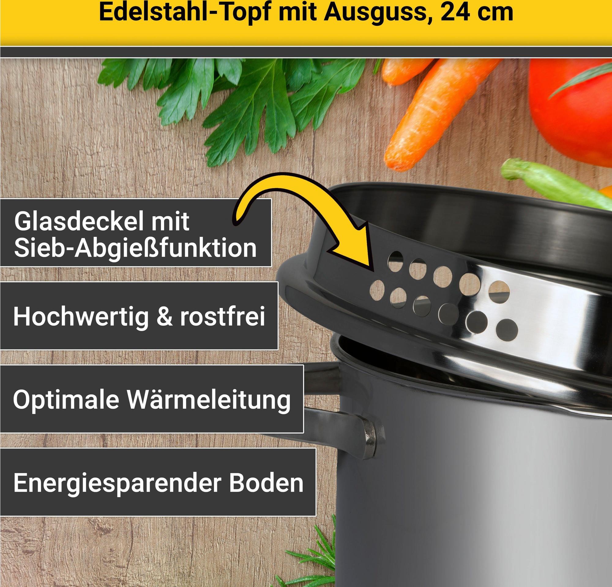 Krüger Kochtopf mit Abschüttfunktion 24 cm Induktions-Topf