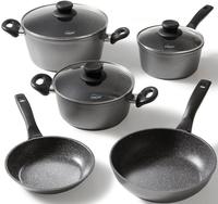 STONELINE Topf-Set Set, Bratentopf 20 cm, Kochtopf 20 cm, Kasserolle 18 cm, Pfanne