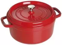 Staub 1004214, Staub La Cocotte 24cm rund, Kirsch-rot, Gusseisen