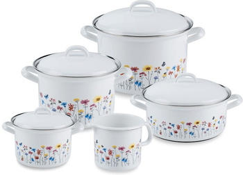 Riess Emaille Kochtopf-Set Flora 5-teilig