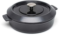WOLL 828CI-030, WOLL Kasserolle 28cm Gusseisen mit Silikongriffschutz 3,7l Carbon