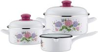 GSW Topf-Set "Hortensie" Set, 1x Kochtopf &Oslash; 16 cm, 1x Kochtopf &Oslash; 20 cm, 1x