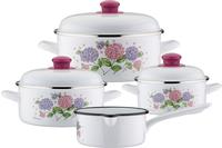 GSW Topf-Set "Hortensie" Set, je 1 Kochtopf &Oslash; 16/20/24 cm, 1x Stielkasserolle &Oslash; 16