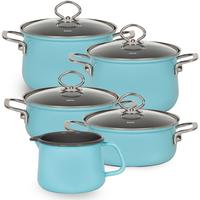 RIESS Nouvelle Emaille Familien-Topfset 5-teilig KRISTALLBLAU 0584-037