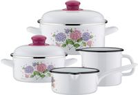 GSW Topf-Set "Hortensie" Set, je 1x Kochtopf &Oslash; 16/20 cm, Stielkasserolle &Oslash; 16...