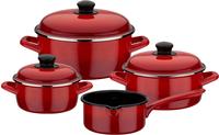 GSW Topf-Set "Red Shadow" Set, je 1 Kochtopf 16/20/24 cm, 1x Stielkasserolle 16...