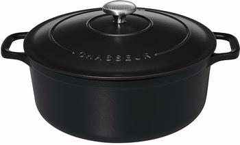 Chasseur Cast iron round casserole with lid, 28cm, 6.0l Black sublime