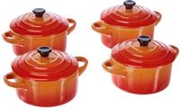 Le Creuset 79212100900100, 4x1 Le Creuset Mini Braeterset m.Deckel 10x5cm ofenrot