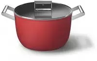 Smeg CKFC2611RDM, Smeg CKFC2611RDM Schmortopf &Oslash; 26 cm mit Glasdeckel, 2 Griffe, rot