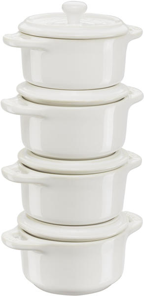 Staub Ceramique Cocotte Set 4-tlg rund Keramik elfenbein-weiß