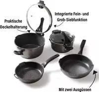 STONELINE Topf-Set "Future" Set, Kochtopf 20/24, Stieltopf 18 cm, Schmorpfanne 20/24