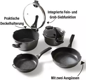 Stoneline Future Kochtopf Set 8-teilig schwarz