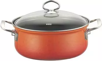 Riess Kasserolle mit Glasdeckel 16 cm corall