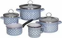 Kr&uuml;ger Topf-Set "Emaille Topf-Set R&uuml;gen, 8 tlg." Set, Fleischtopf 16/20/24 cm mit