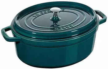 Staub Bratentopf 31 x 25 cm oval la mer türkis