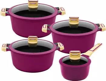 King Gourmet Kochtopf-Set 8-teilig aubergine