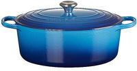 LE CREUSET Br&auml;ter Br&auml;ter Signature oval azure 33cm, Emailliertes Gusseisen...