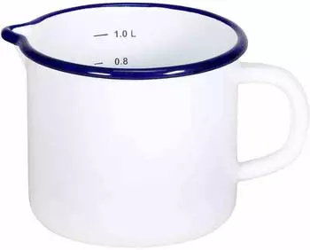 Kr&uuml;ger Milchtopf 12 cm mit Ausgu&szlig; wei&szlig;/blau