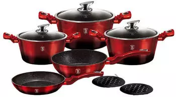 BerlingerHaus Metallic Line Kochgeschirr-Set 10-teilig black burgund