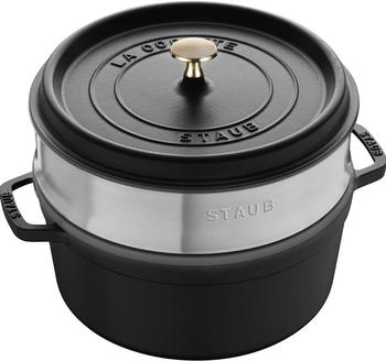 Staub Runde Cocotte mit D&auml;mpfeinsatz 24 cm schwarz