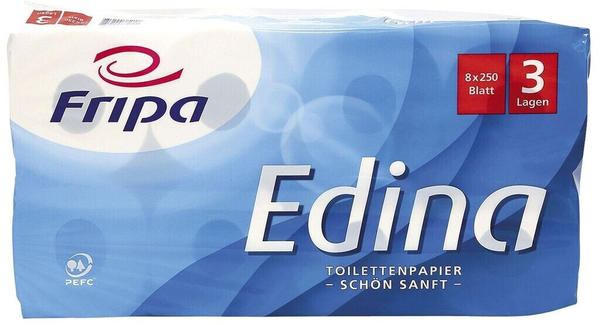 Fripa Edina Toilettenpapier weiß 3-lagig (8 Rollen)