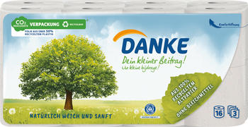 Danke Recycling Toilettenpapier 3-lagig (16 Rollen)