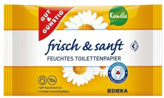 Gut & Günstig Frisch & Sanft feuchtes Toilettenpapier Kamille (2 x 70 Stk.)