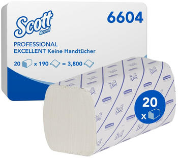 Kimberly-Clark 6604 Scott Excellent Papierhandtücher Interfold 2-lagig weiß (20 x 190 Stk.)