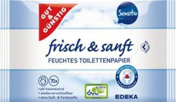 Gut & Günstig Feuchtes Toilettenpapier frisch & sanft 1-lagig (140 Stk.)