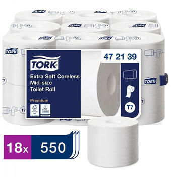 Tork 472139 Premium System T7 Midi Toilettenpapier hülsenlos 3-lagig weiß (18 Rollen)