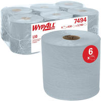 WYPALL L10 General Clean 100% Recycelt Wischt&uuml;cher Zentralentnahme Blau 1-lagig