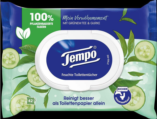 Tempo Mein Verwöhnmoment Feuchtes Toilettenpapier mit grünem Tee & Gurke 1-lagig (42 Stk.)