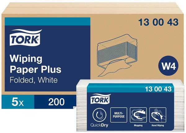 Tork 130043 W4 Mehrzweck-Papierwischtücher weiß (5 x 200 Stk.)