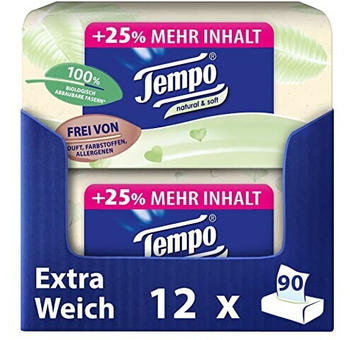 Tempo Natural & Soft Taschentücher Box (12 x 90 Stk.)