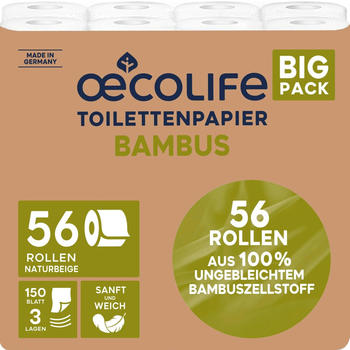 oecolife Bambus Toilettenpapier (56 Rollen)