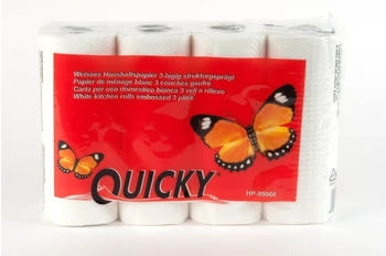 Quicky Küchenrolle - 3-lagig - weiß - 25 x 21 cm - 48 Rollen