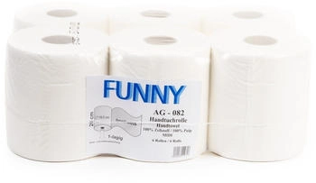 Funny Rollenhandtuchpapier, 1-lagig, hochwei&szlig;, Zellstoff 1 Paket = 6 Rollen &aacute; ca. 320 Meter