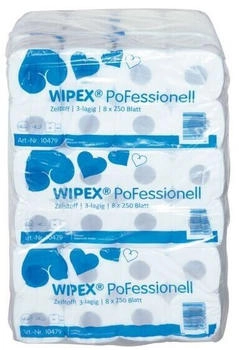 Nordvlies Wipex Toilettenpapier PoFessionell 10479, 3-lagig, Tissue, 250 Blatt, 72 Rollen