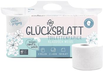 oecolife Fripa Glücksblatt Toilettenpapier, 3-lagig, weiß 1800800 , 1 Packung = 8 Rollen à 150 Blatt