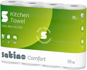 Satino Küchenrolle Comfort 177110 3lg. 26x22cm hw 64Bl 4St - 177110