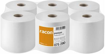 Temca (5.60 EUR / Stück) Rollenhandtücher 075290 racon premium 2-140 Außenabrollung 2-lagig Tissue hochweiß 6 Stück