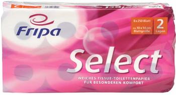 Fripa Toilettenpapier Select, 2-lagig, tissue, hochweiß, Blatt = 10 x 14 cm, VE = 1 Packung á 8 x 250 Blatt - 1020806