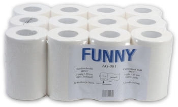 Funny Handtuchpapier Rolle, 20 cm, 1 lagig, hochwei&szlig; 1 Karton = 12 Rollen