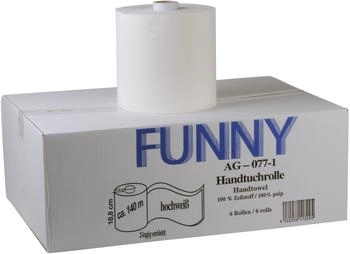 Funny Handtuchrolle mit Spezialkern 2-lagig hochweiß (6 x 140 m)