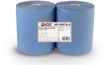 Quicky Industrierolle - 2-lagig - blau - recycling - 33cm - 2 Putztuchrollen - blau Papier