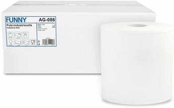 Funny Putztuchrolle, 2-lg., Ø 27 cm, 26x33 cm, Zellstoff, weiß, im Karton, 2 Rollen - AG-086