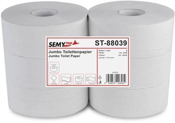 Semy Top Plock SemyTop Jumbo Toilettenpapier 6 Rollen, 2-lagig, Recycling, geprägt, rec. weiß, Ø25cm - ST-88039