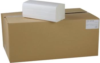 Funny Plock Papierhandtuch 25 x 23 cm, 1-lagig, hochweiß, Zick-Zack-Falz, 1 Karton = 20 Pack a 250 Blatt - AG-057