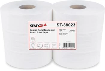 Semy Top Jumbo-Toilettenpapier, geprägt, 2-lagig, hochweiß 1 Paket = 6 Rollen, Ø 28 cm